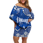 Personalized North Melbourne Kangaroos Off Shoulder Short Dress Aboriginal Pattern with Graffiti Style