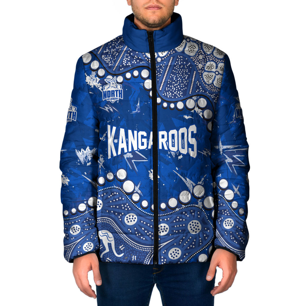Personalized North Melbourne Kangaroos Padded Jacket Aboriginal Pattern with Graffiti Style