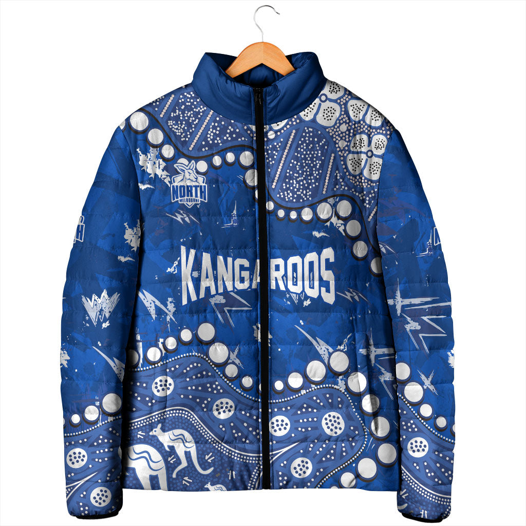 Personalized North Melbourne Kangaroos Padded Jacket Aboriginal Pattern with Graffiti Style