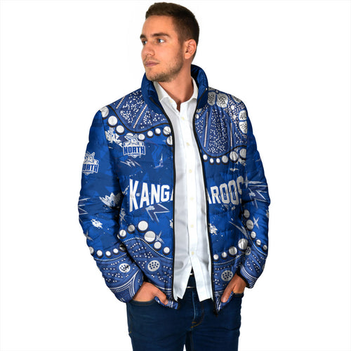 Personalized North Melbourne Kangaroos Padded Jacket Aboriginal Pattern with Graffiti Style