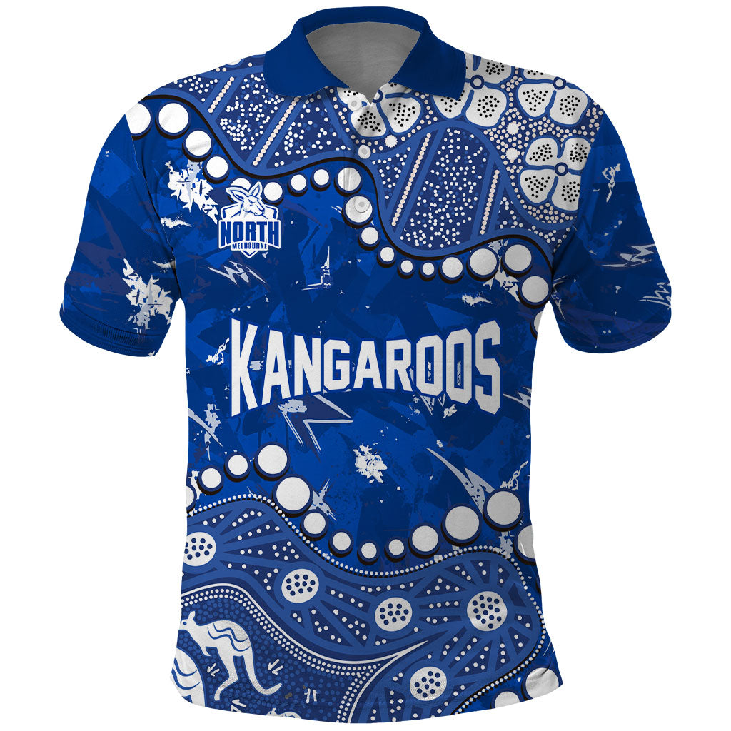 Personalized North Melbourne Kangaroos Polo Shirt Aboriginal Pattern with Graffiti Style