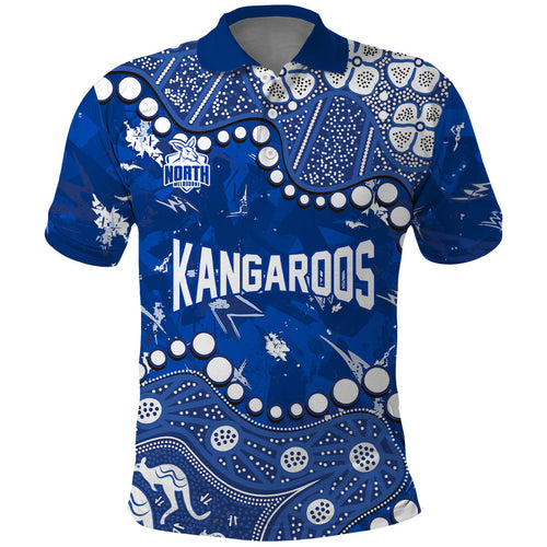 Personalized North Melbourne Kangaroos Polo Shirt Aboriginal Pattern with Graffiti Style
