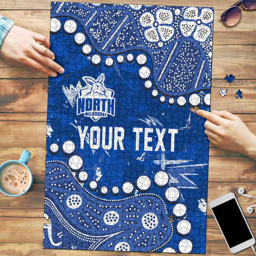 Personalized North Melbourne Kangaroos Puzzle Aboriginal Pattern with Graffiti Style