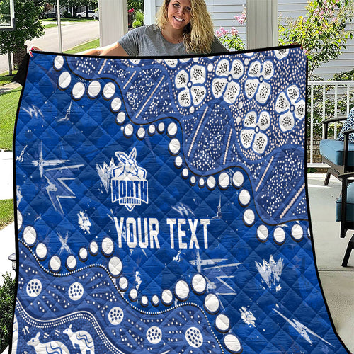 Personalized North Melbourne Kangaroos Quilt Aboriginal Pattern with Graffiti Style