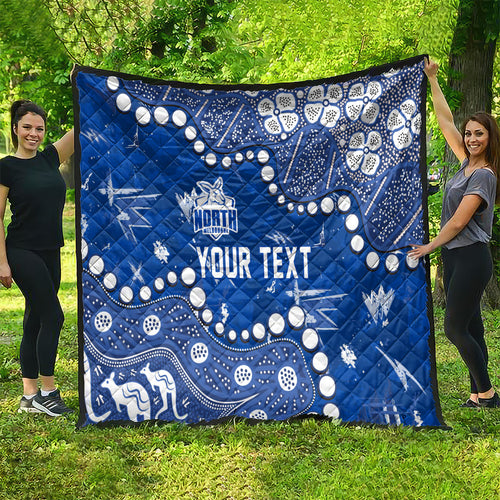 Personalized North Melbourne Kangaroos Quilt Aboriginal Pattern with Graffiti Style
