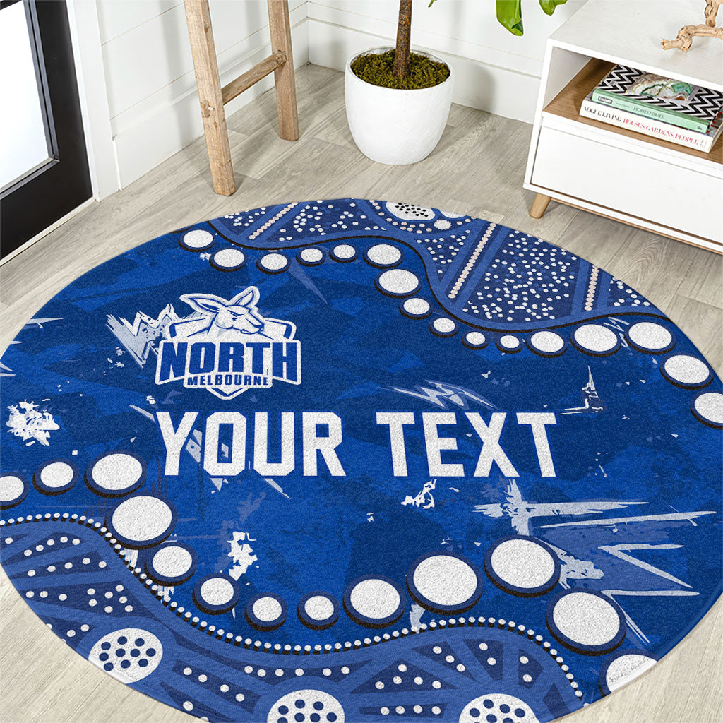 Personalized North Melbourne Kangaroos Round Carpet Aboriginal Pattern with Graffiti Style