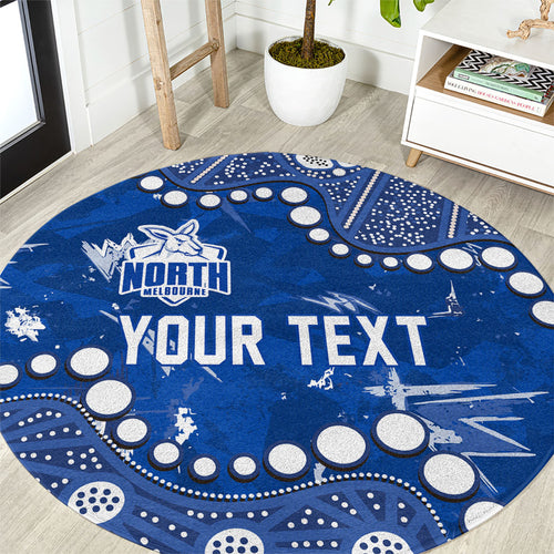 Personalized North Melbourne Kangaroos Round Carpet Aboriginal Pattern with Graffiti Style