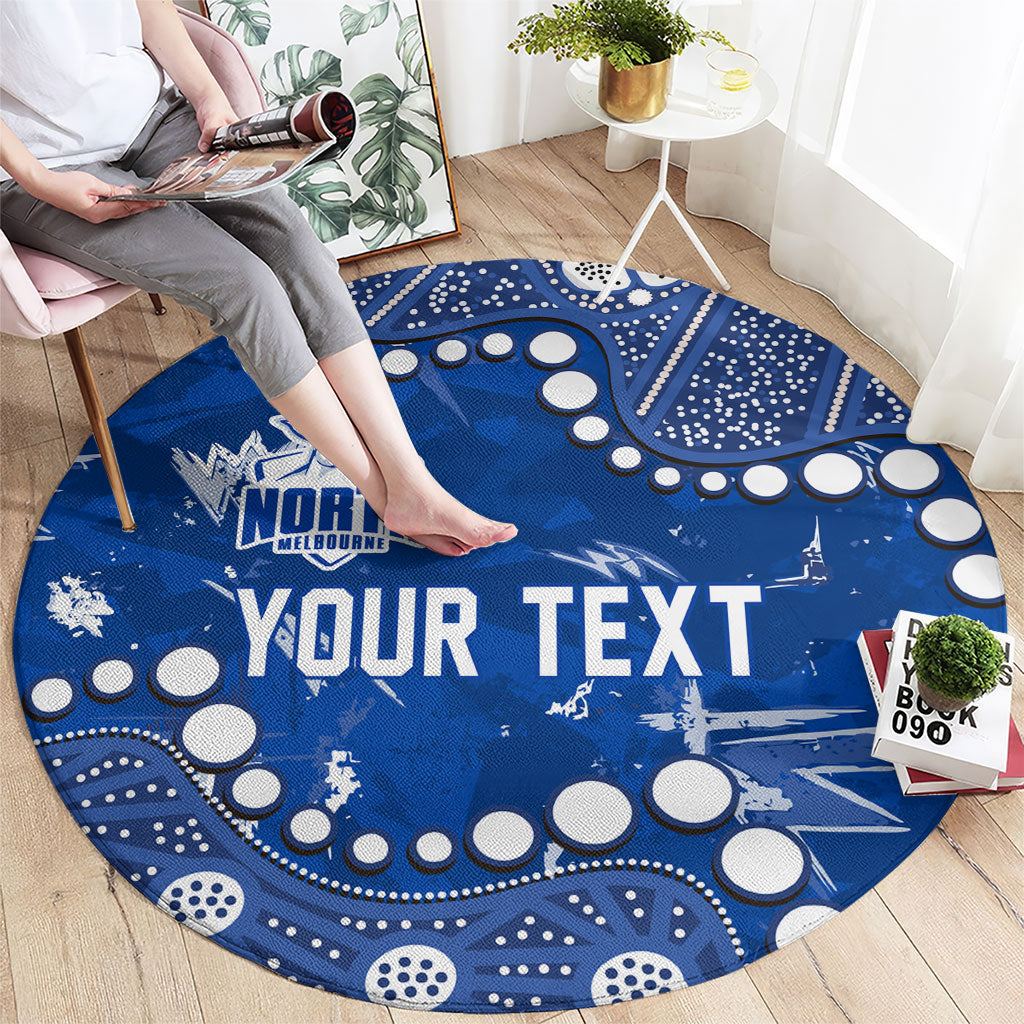 Personalized North Melbourne Kangaroos Round Carpet Aboriginal Pattern with Graffiti Style