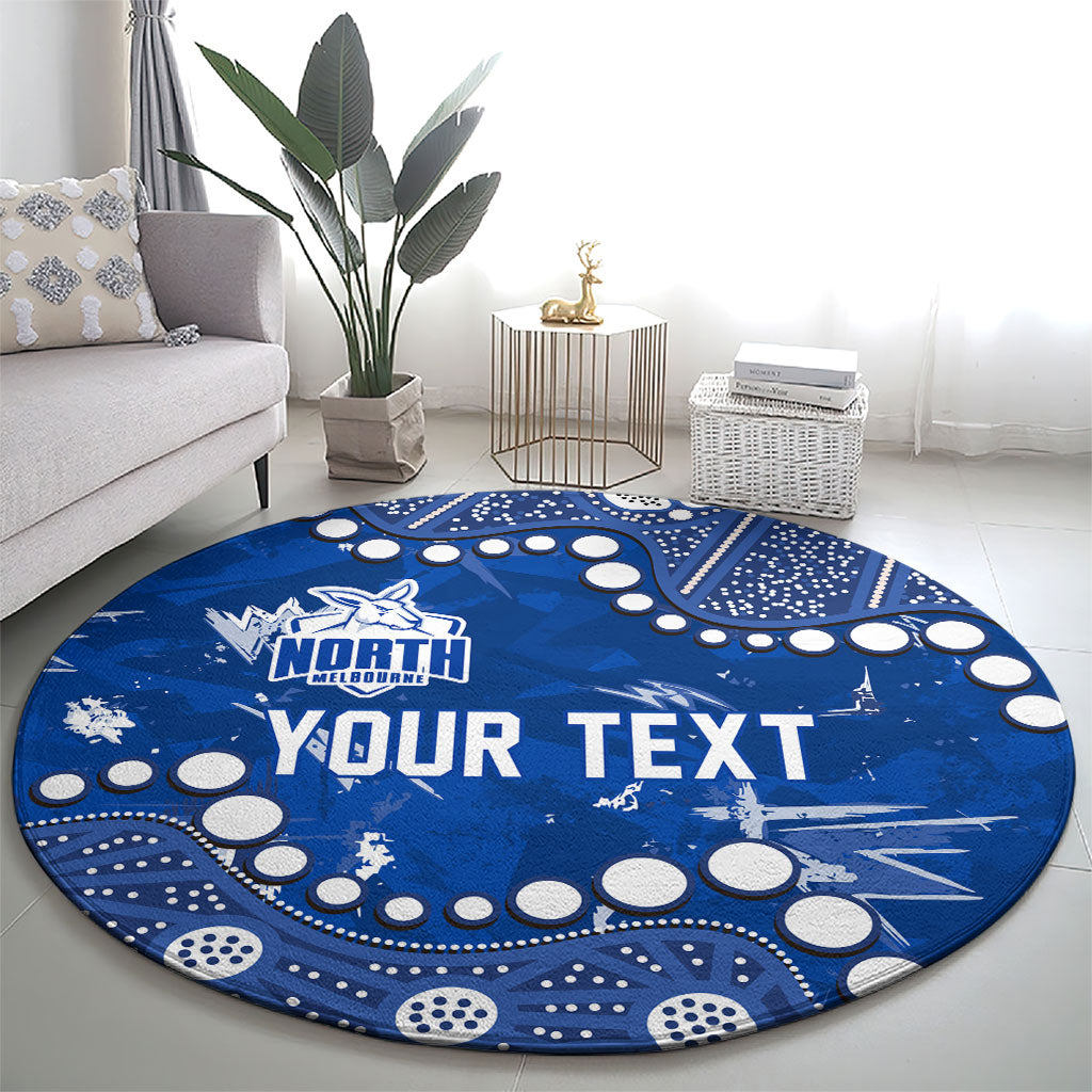 Personalized North Melbourne Kangaroos Round Carpet Aboriginal Pattern with Graffiti Style