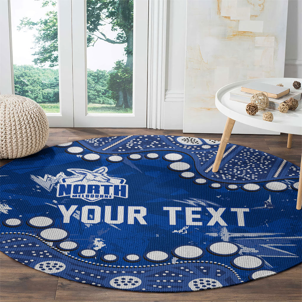Personalized North Melbourne Kangaroos Round Carpet Aboriginal Pattern with Graffiti Style