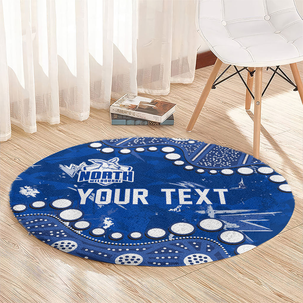 Personalized North Melbourne Kangaroos Round Carpet Aboriginal Pattern with Graffiti Style