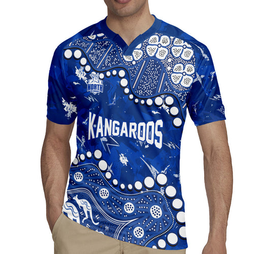 Personalized North Melbourne Kangaroos Rugby Jersey Aboriginal Pattern with Graffiti Style