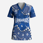 Personalized North Melbourne Kangaroos Scrub Top Aboriginal Pattern with Graffiti Style
