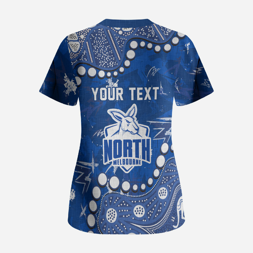 Personalized North Melbourne Kangaroos Scrub Top Aboriginal Pattern with Graffiti Style