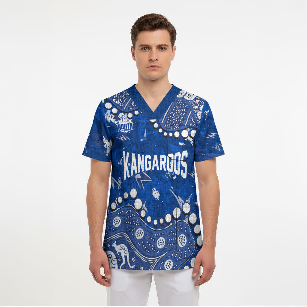 Personalized North Melbourne Kangaroos Scrub Top Aboriginal Pattern with Graffiti Style
