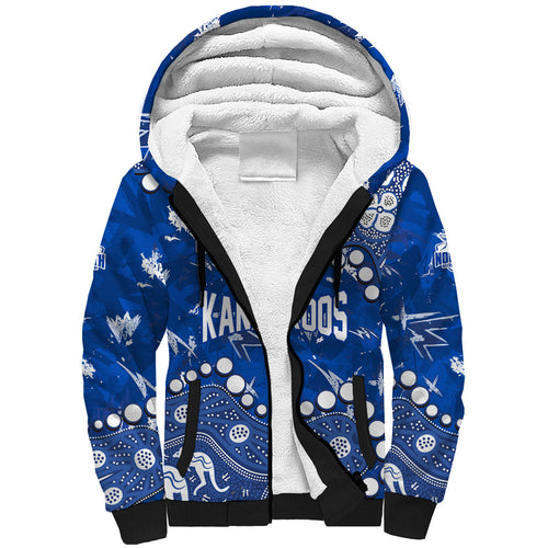 Personalized North Melbourne Kangaroos Sherpa Hoodie Aboriginal Pattern with Graffiti Style