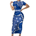 Personalized North Melbourne Kangaroos Short Sleeve Bodycon Dress Aboriginal Pattern with Graffiti Style
