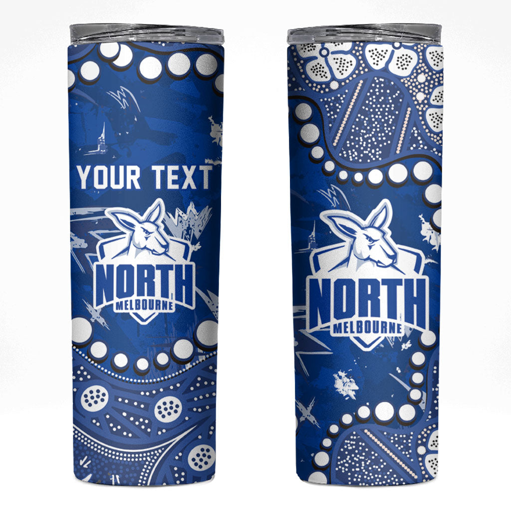 Personalized North Melbourne Kangaroos Skinny Tumbler Aboriginal Pattern with Graffiti Style