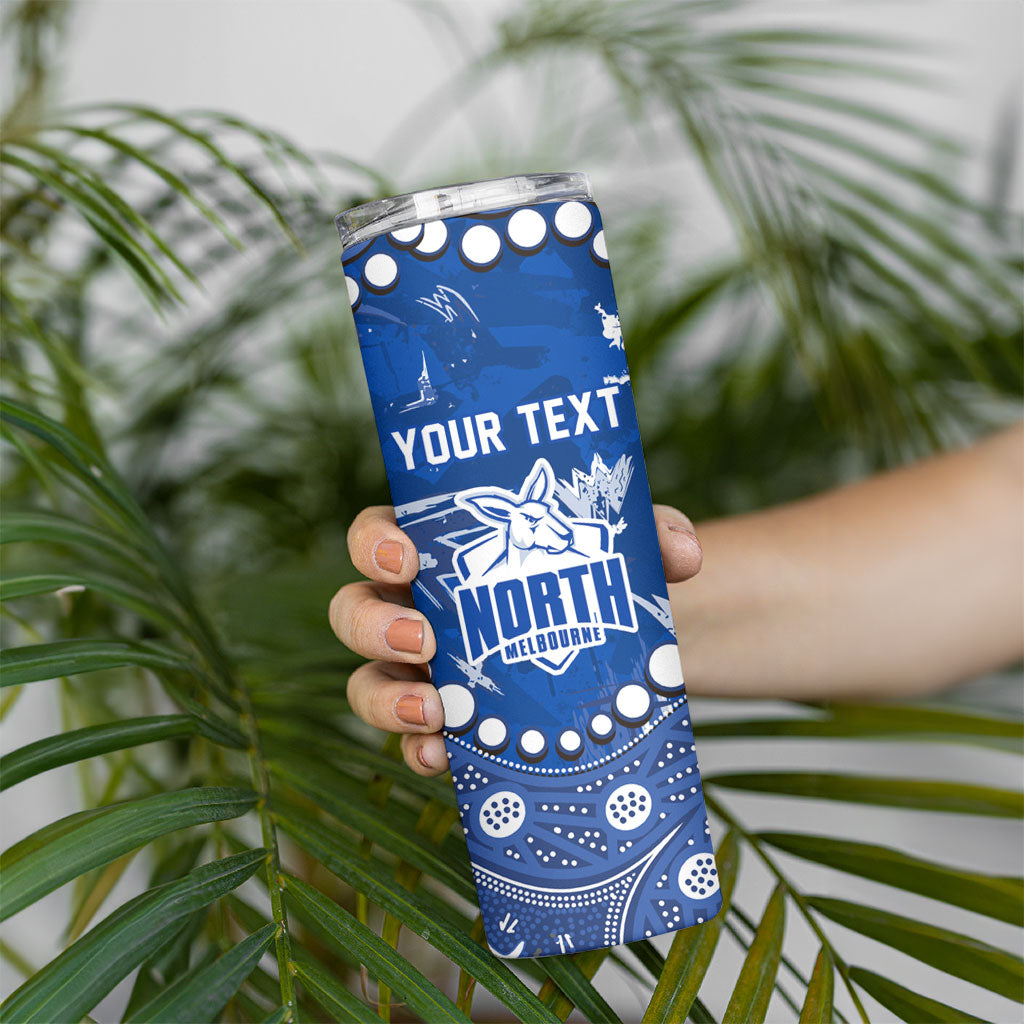 Personalized North Melbourne Kangaroos Skinny Tumbler Aboriginal Pattern with Graffiti Style