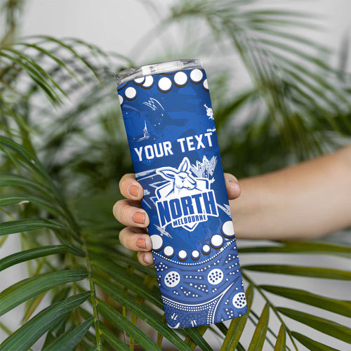 Personalized North Melbourne Kangaroos Skinny Tumbler Aboriginal Pattern with Graffiti Style