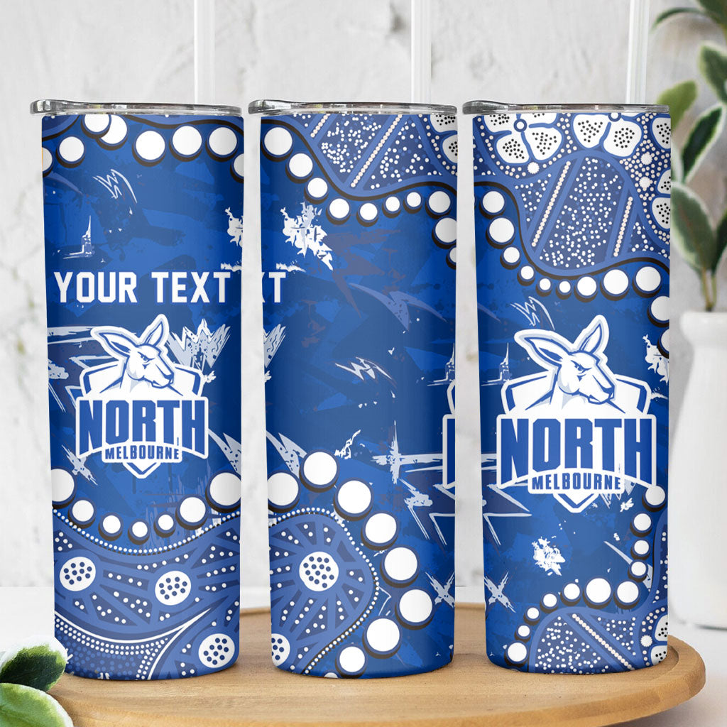Personalized North Melbourne Kangaroos Skinny Tumbler Aboriginal Pattern with Graffiti Style