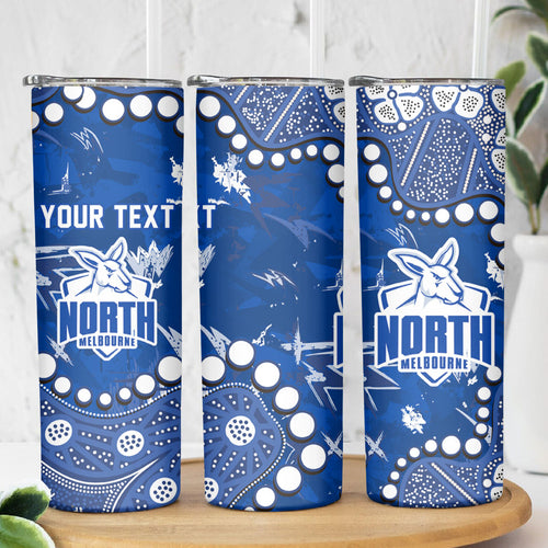 Personalized North Melbourne Kangaroos Skinny Tumbler Aboriginal Pattern with Graffiti Style
