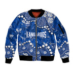 Personalized North Melbourne Kangaroos Sleeve Zip Bomber Jacket Aboriginal Pattern with Graffiti Style