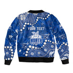 Personalized North Melbourne Kangaroos Sleeve Zip Bomber Jacket Aboriginal Pattern with Graffiti Style