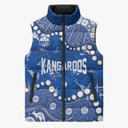Personalized North Melbourne Kangaroos Sleeveless Puffer Jacket Aboriginal Pattern with Graffiti Style