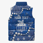 Personalized North Melbourne Kangaroos Sleeveless Puffer Jacket Aboriginal Pattern with Graffiti Style