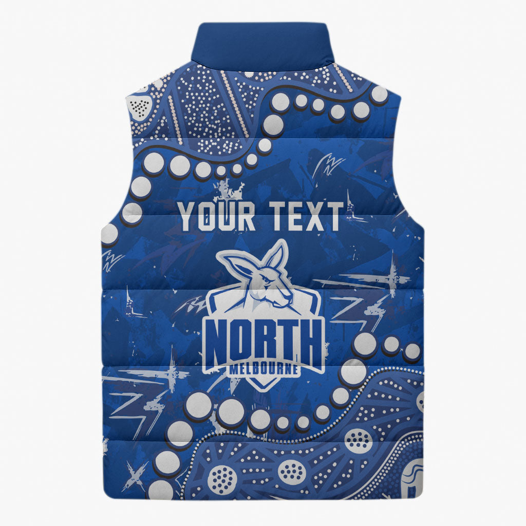 Personalized North Melbourne Kangaroos Sleeveless Puffer Jacket Aboriginal Pattern with Graffiti Style