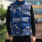 Personalized North Melbourne Kangaroos Sleeveless Puffer Jacket Aboriginal Pattern with Graffiti Style