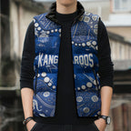 Personalized North Melbourne Kangaroos Sleeveless Puffer Jacket Aboriginal Pattern with Graffiti Style