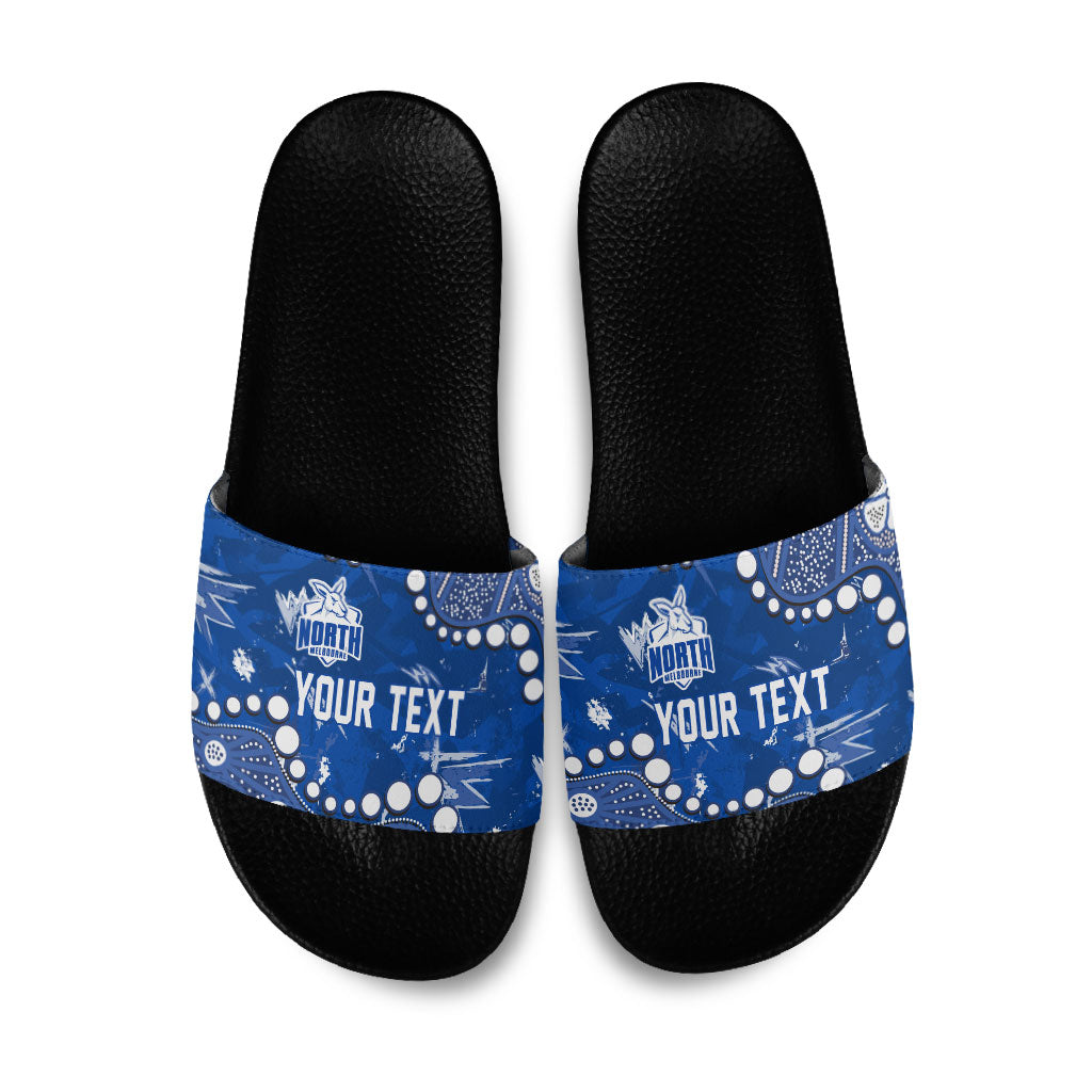 Personalized North Melbourne Kangaroos Slide Sandals Aboriginal Pattern with Graffiti Style