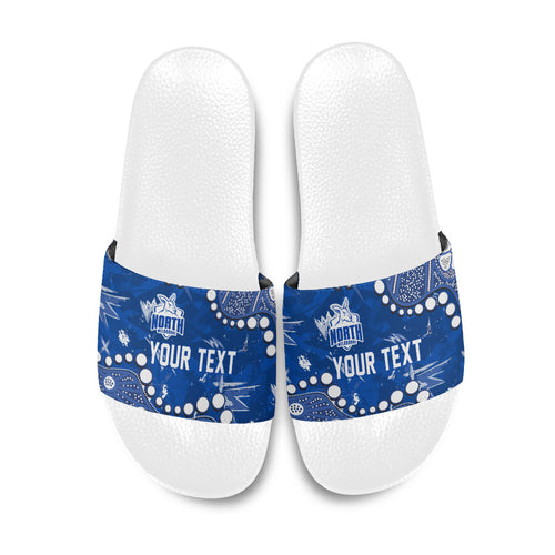 Personalized North Melbourne Kangaroos Slide Sandals Aboriginal Pattern with Graffiti Style