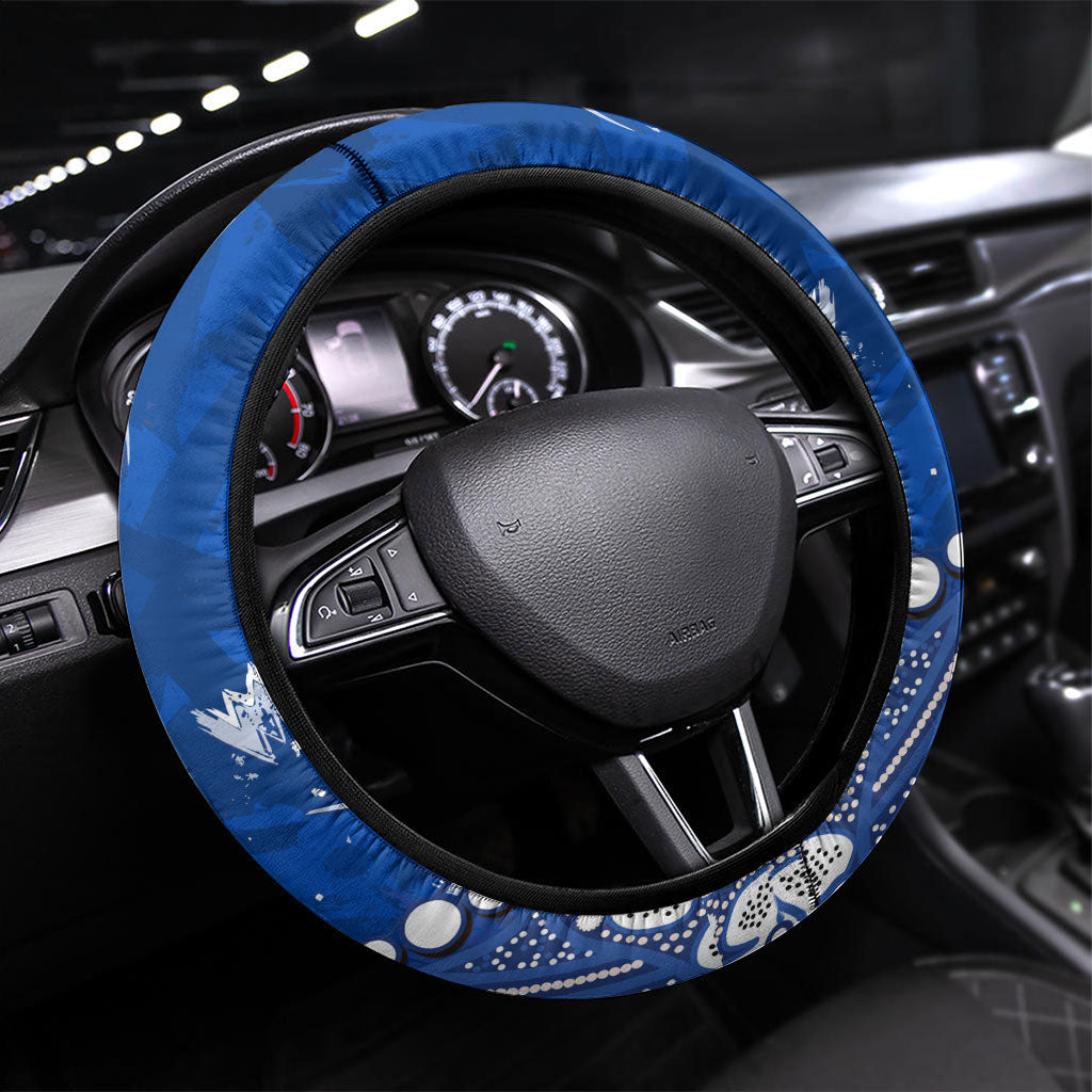 North Melbourne Kangaroos Steering Wheel Cover Aboriginal Pattern with Graffiti Style