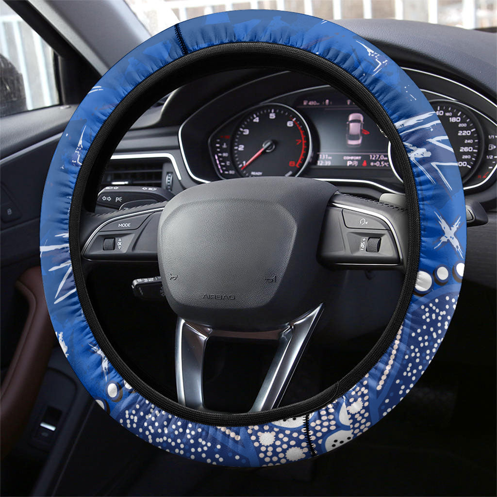 North Melbourne Kangaroos Steering Wheel Cover Aboriginal Pattern with Graffiti Style