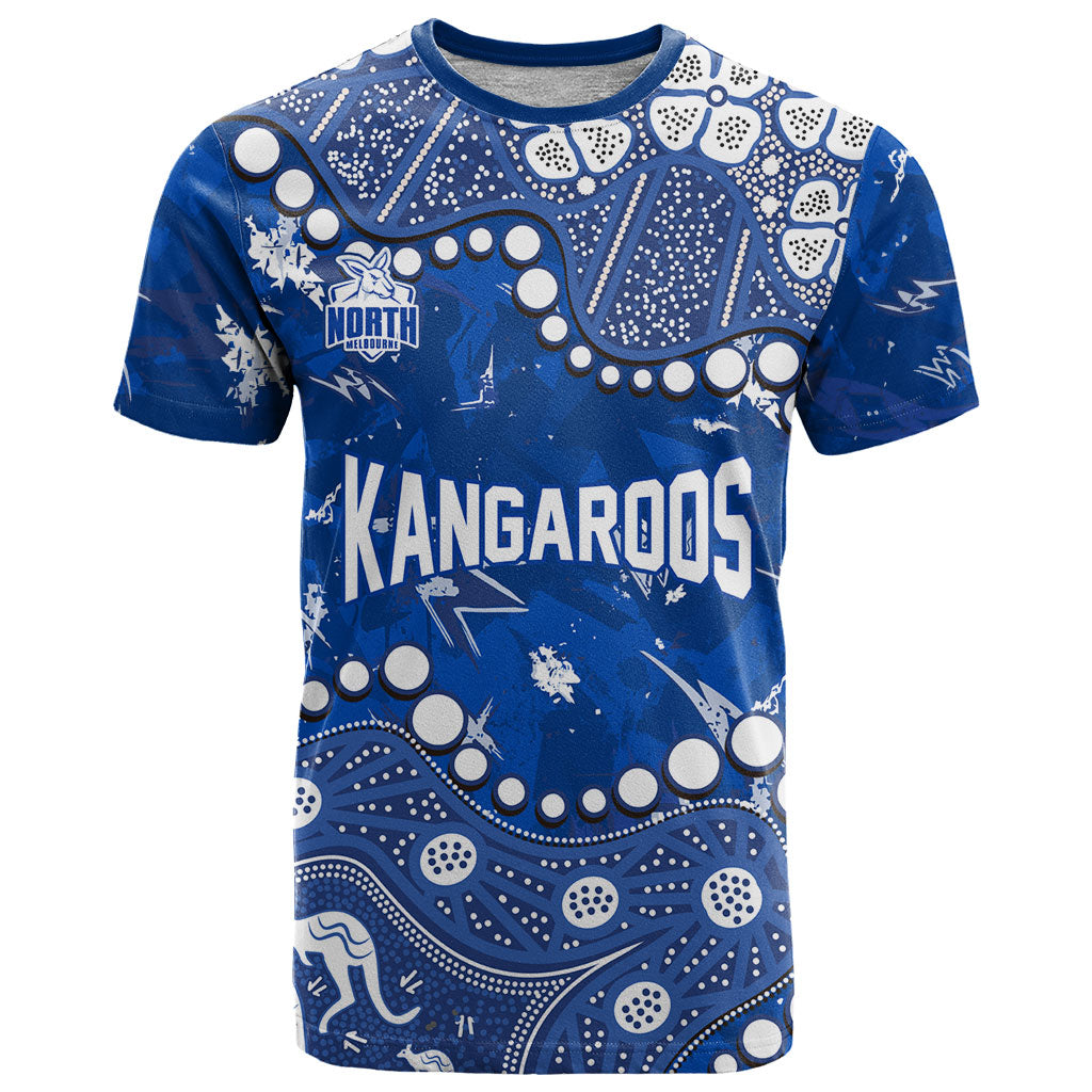 Personalized North Melbourne Kangaroos T Shirt Aboriginal Pattern with Graffiti Style