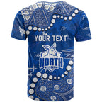 Personalized North Melbourne Kangaroos T Shirt Aboriginal Pattern with Graffiti Style