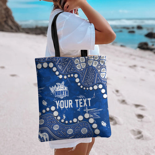 Personalized North Melbourne Kangaroos Tote Bag Aboriginal Pattern with Graffiti Style