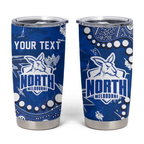Personalized North Melbourne Kangaroos Tumbler Cup Aboriginal Pattern with Graffiti Style