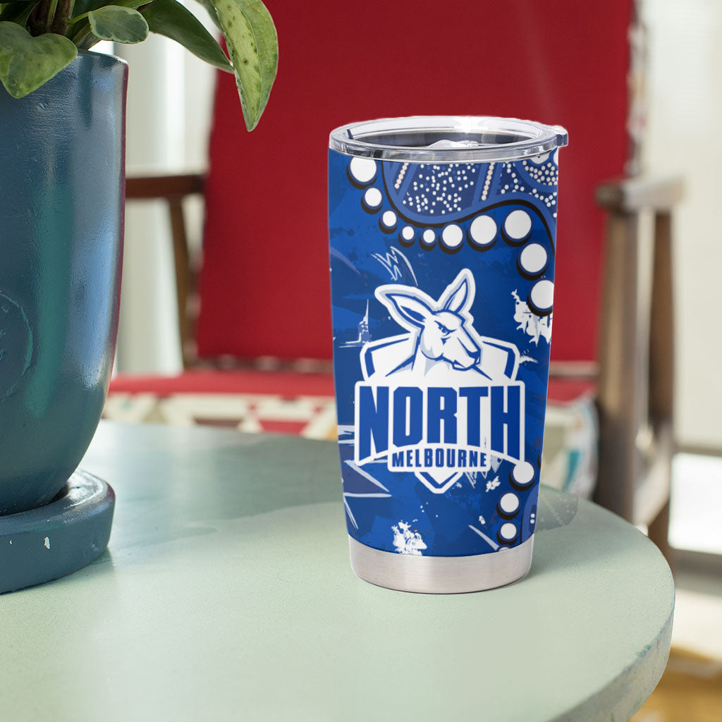 Personalized North Melbourne Kangaroos Tumbler Cup Aboriginal Pattern with Graffiti Style