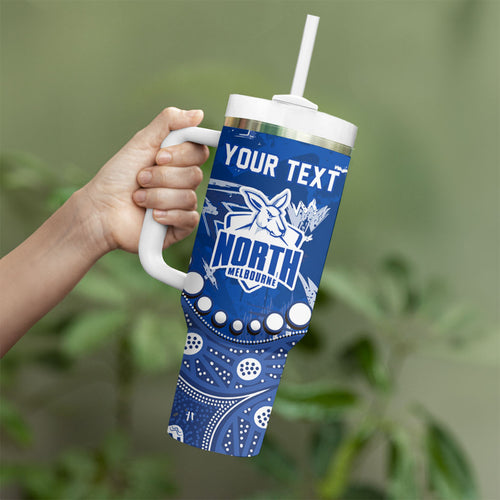 Personalized North Melbourne Kangaroos Tumbler With Handle Aboriginal Pattern with Graffiti Style