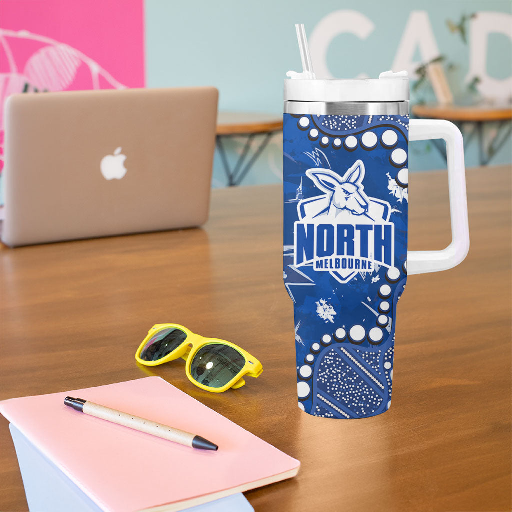 Personalized North Melbourne Kangaroos Tumbler With Handle Aboriginal Pattern with Graffiti Style