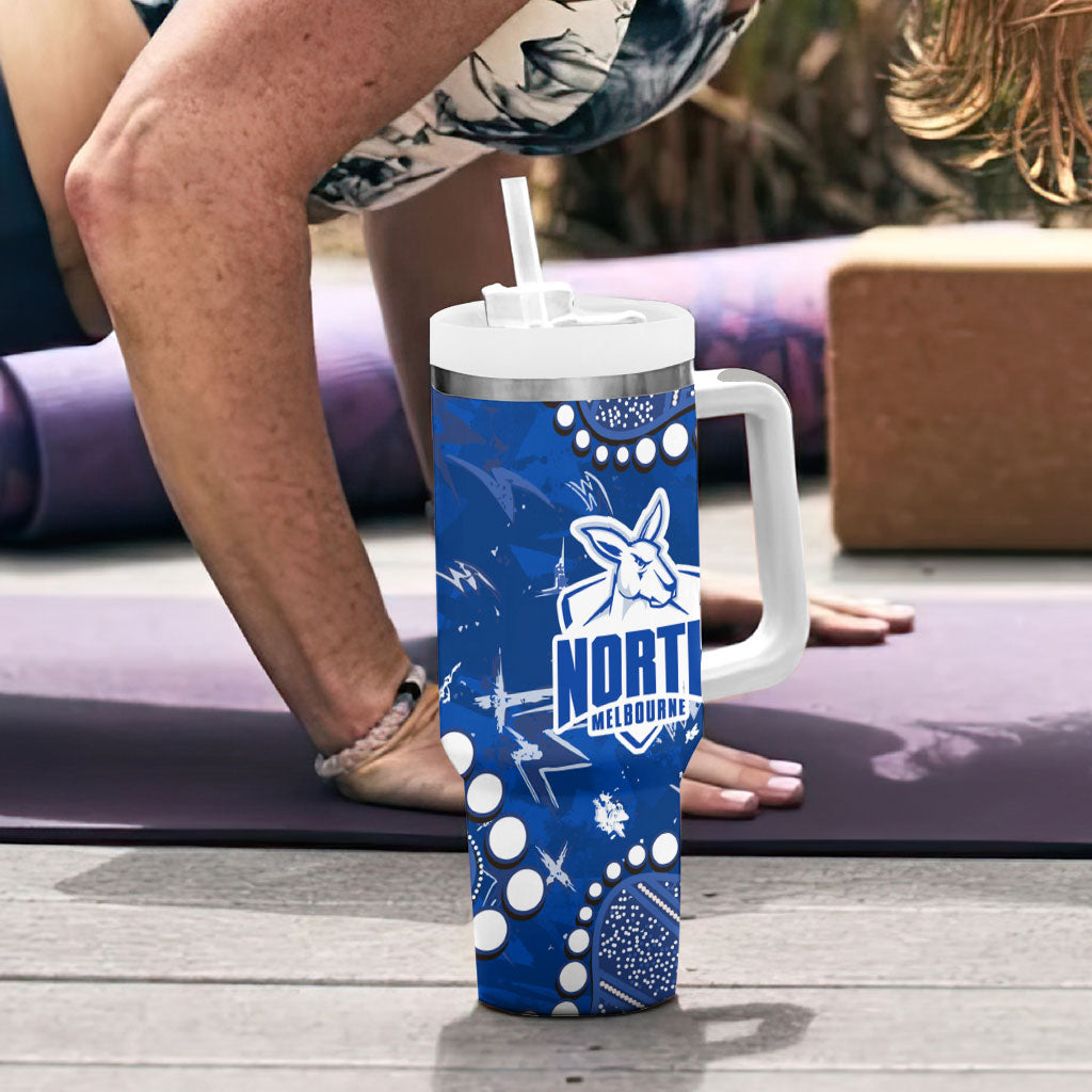 Personalized North Melbourne Kangaroos Tumbler With Handle Aboriginal Pattern with Graffiti Style