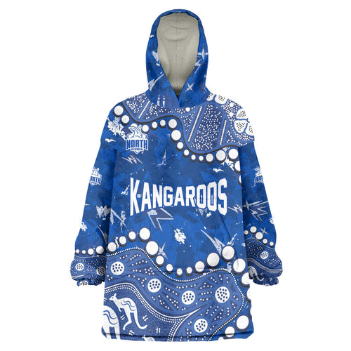 Personalized North Melbourne Kangaroos Wearable Blanket Hoodie Aboriginal Pattern with Graffiti Style