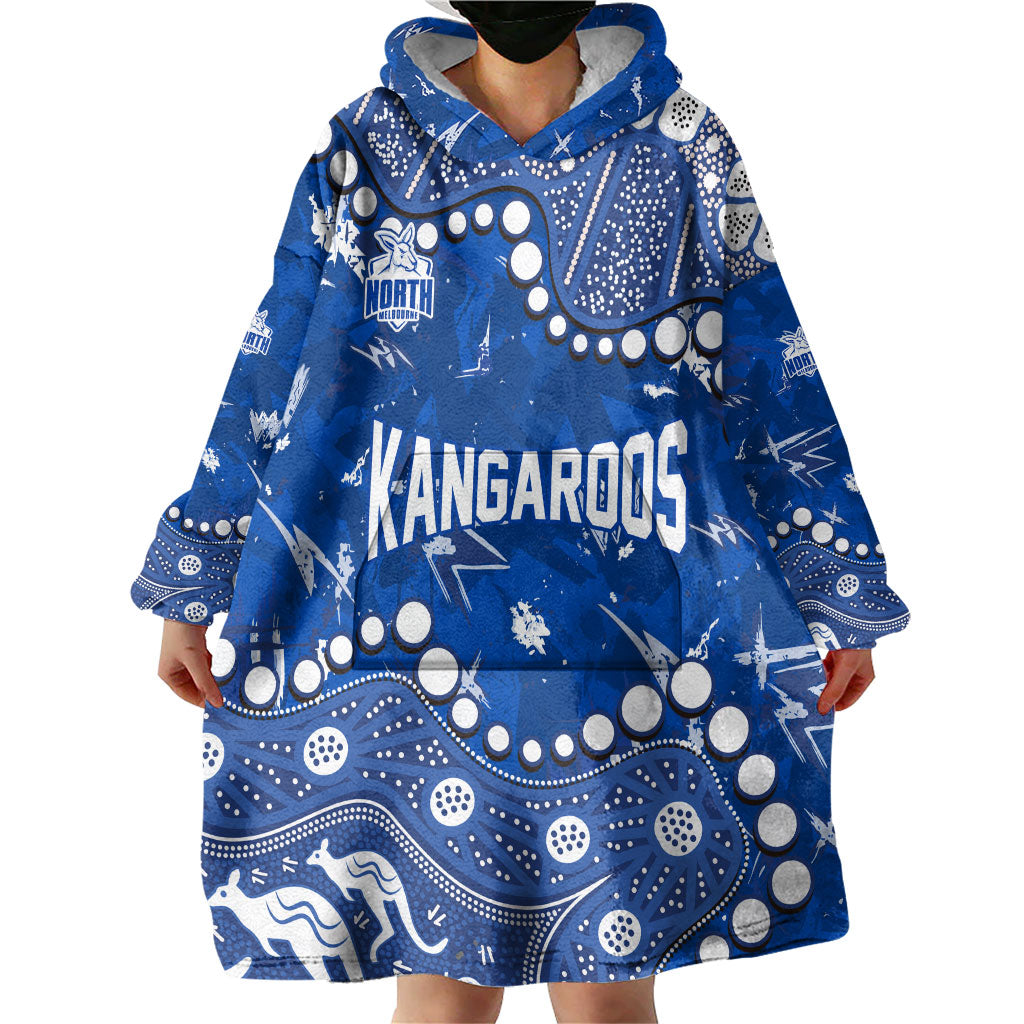 Personalized North Melbourne Kangaroos Wearable Blanket Hoodie Aboriginal Pattern with Graffiti Style