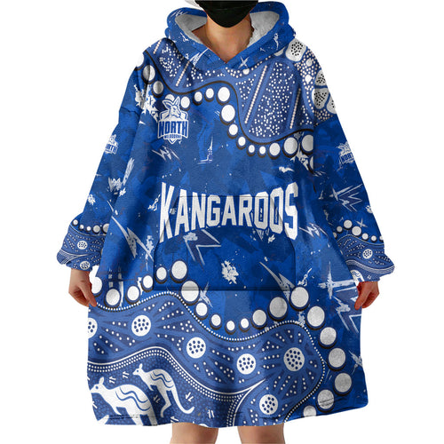 Personalized North Melbourne Kangaroos Wearable Blanket Hoodie Aboriginal Pattern with Graffiti Style