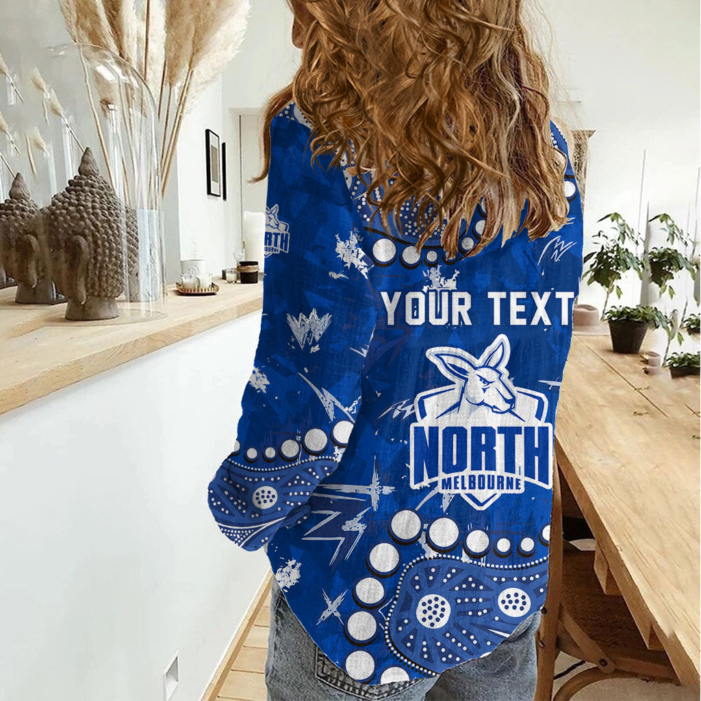 Personalized North Melbourne Kangaroos Women Casual Shirt Aboriginal Pattern with Graffiti Style