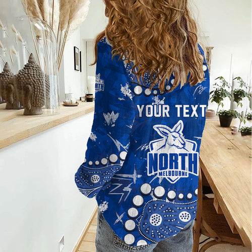 Personalized North Melbourne Kangaroos Women Casual Shirt Aboriginal Pattern with Graffiti Style